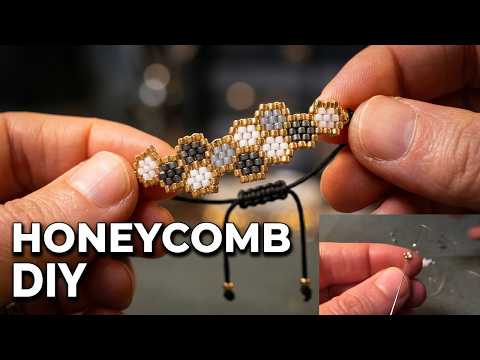 DIY Miyuki Delica Honeycomb Bracelet: Step-by-Step Beadweaving Tutorial 🐚✨