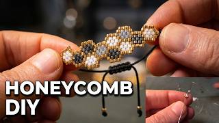 DIY Miyuki Delica Honeycomb Bracelet: Step-by-Step Beadweaving Tutorial 🐚✨