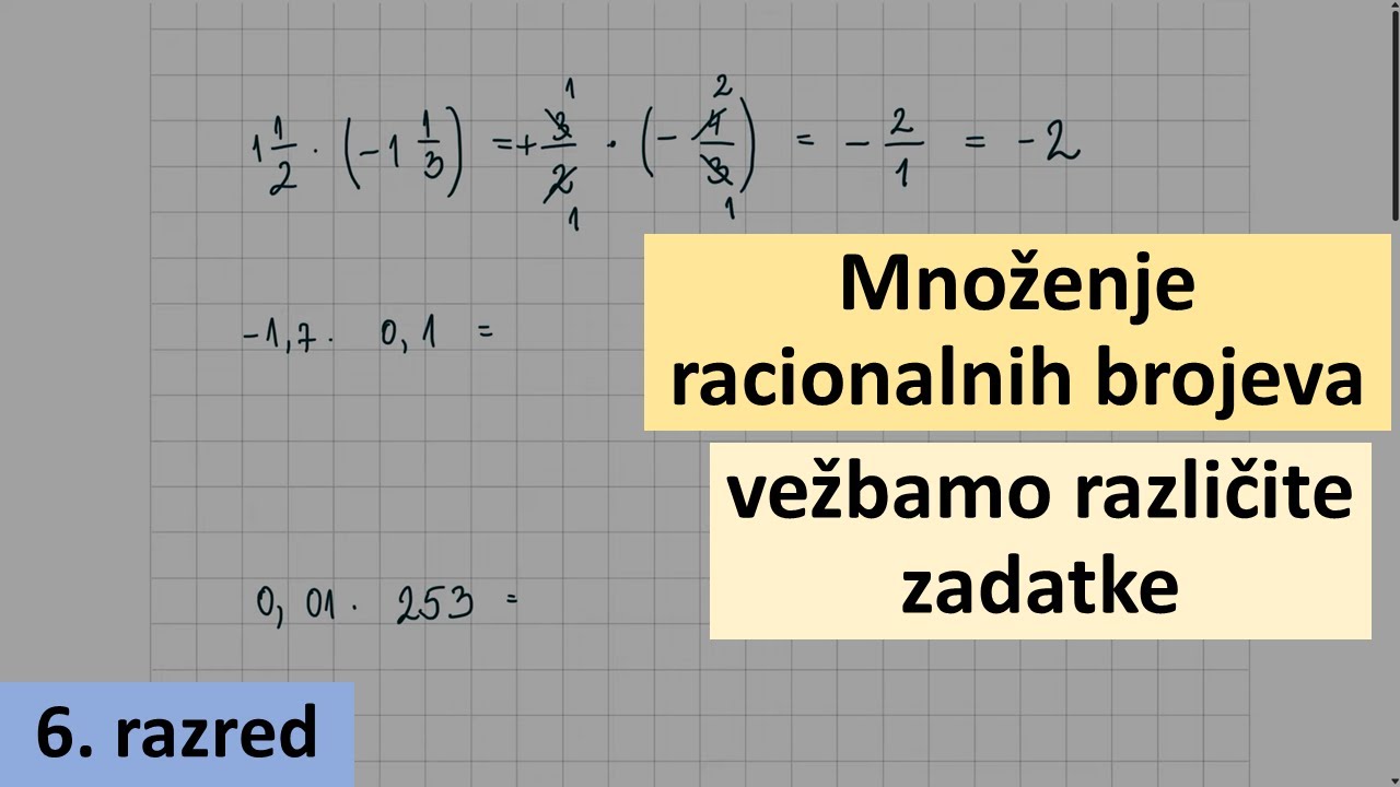 Množenje racionalnih brojeva - matematika za šesti razred