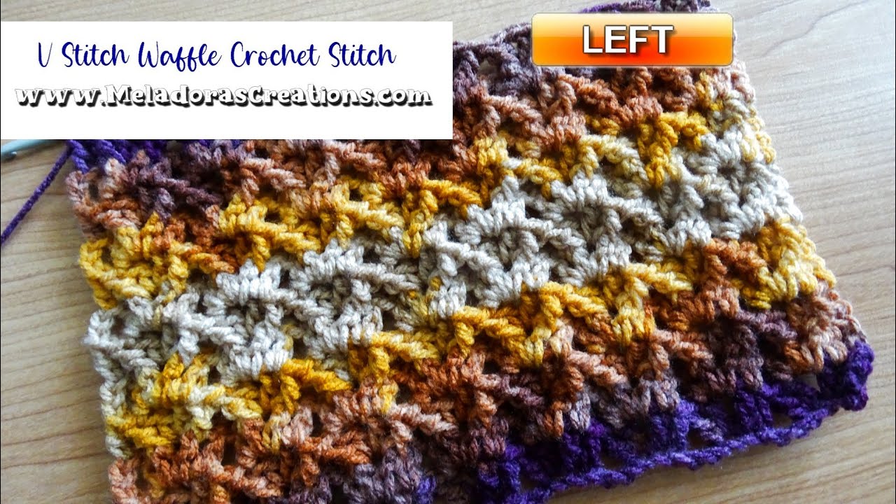 V Stitch Waffle Crochet Stitch Left Handed Tutorial YouTube