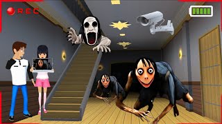 MOMO ZOMBIE CAPTURE AT CCTV camera Haunted YUTAMIO Sakuraschoolsimulator Drama 😱 Horror series