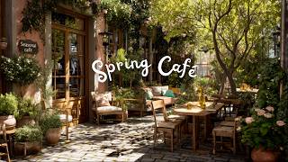 Spring Café Ambience ☕ Background People Talking, Birdsong, Dishes, City Vibes