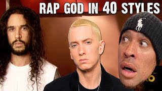 FIRST TIME reaction to Eminem  Rap God | Performed In 40 Styles! THIS IS NUTS!!