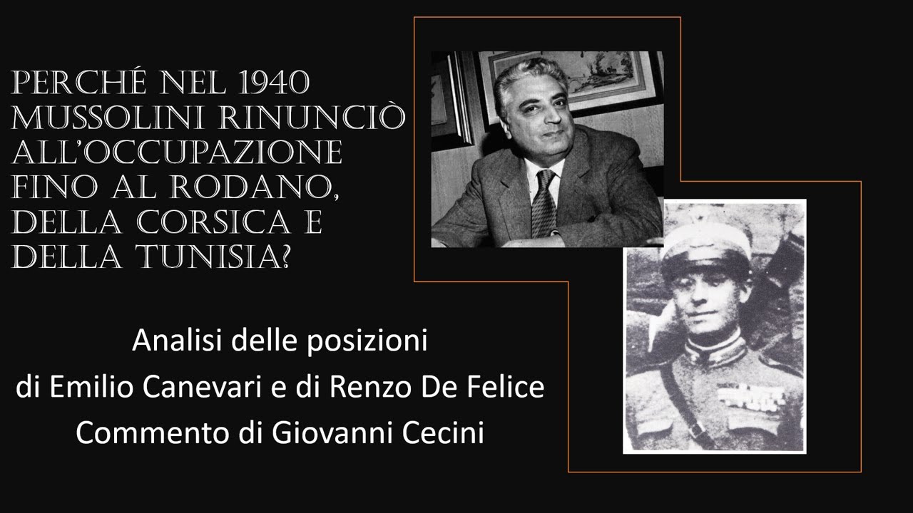 Perché nel 1940 Mussolini rinunciò all'occupazione fino al Rodano, della Corsica e della Tunisia?