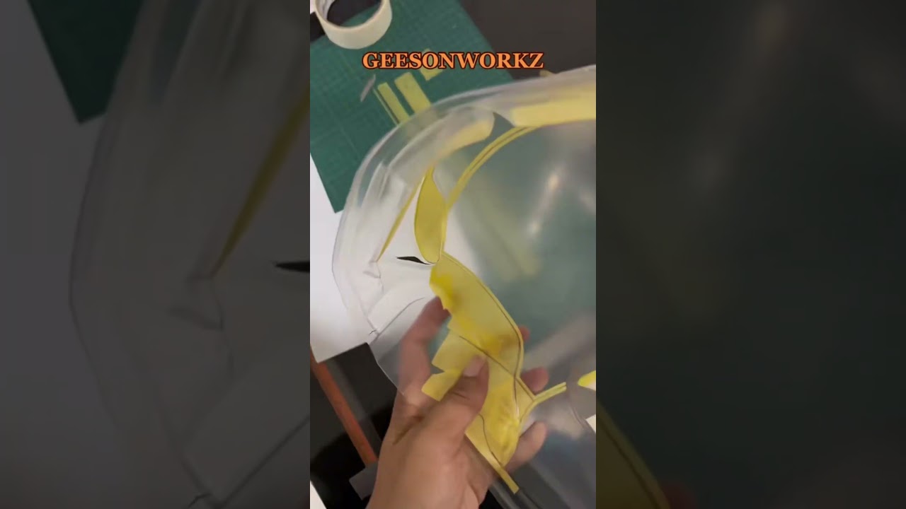 Method for doing panels line on rc body shell, Spray from inside by airbrush. 