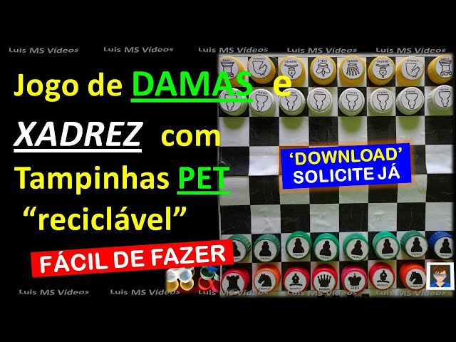 Jogo de xadrez com tampinhas de garrafa