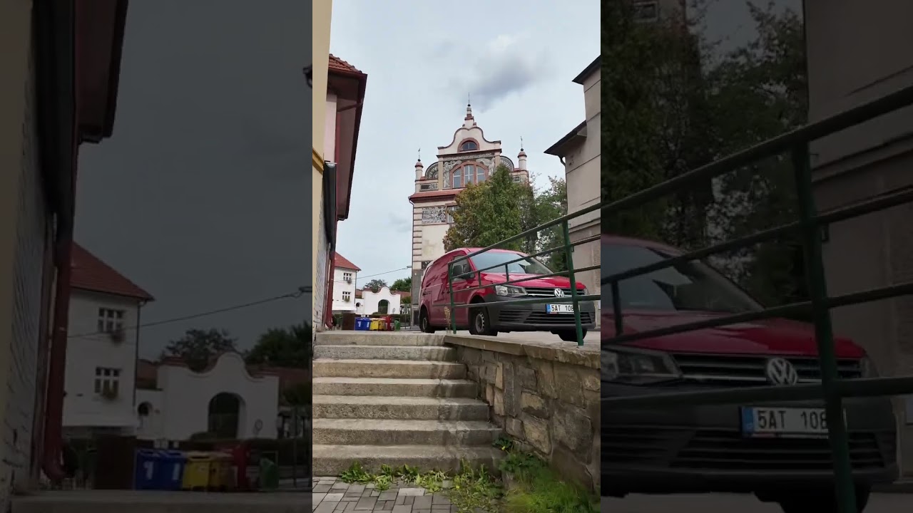 Walking around beautiful small town Tynec Nad Sazavou located less than hour drive south of Prague