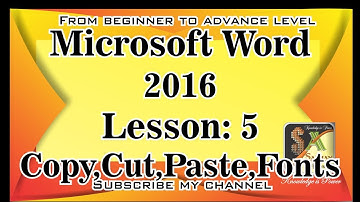 MS Word 2016 in urdu/Hindi Lesson No.5 Copy,Cut,Paste,formate painter,Fonts