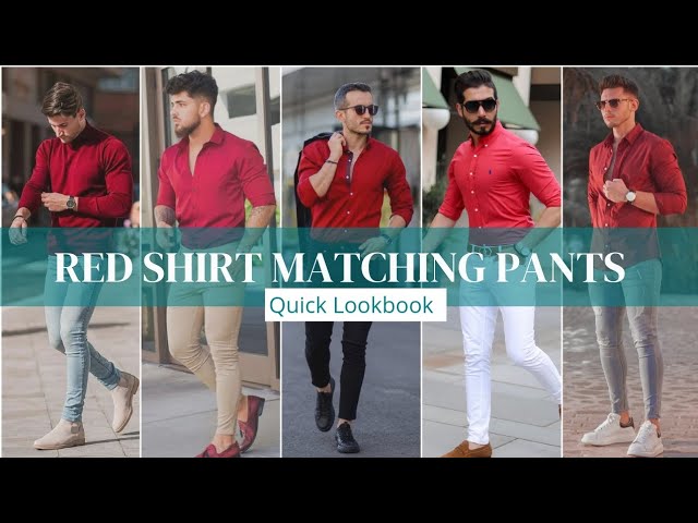8 Red shirt combination ideas  mens outfits men dress red shirt