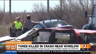 3 dead 5 hurt in crash on I-40 in Winslow