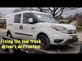 Repairing the damage from the tow truck driver on our Ram Promaster city