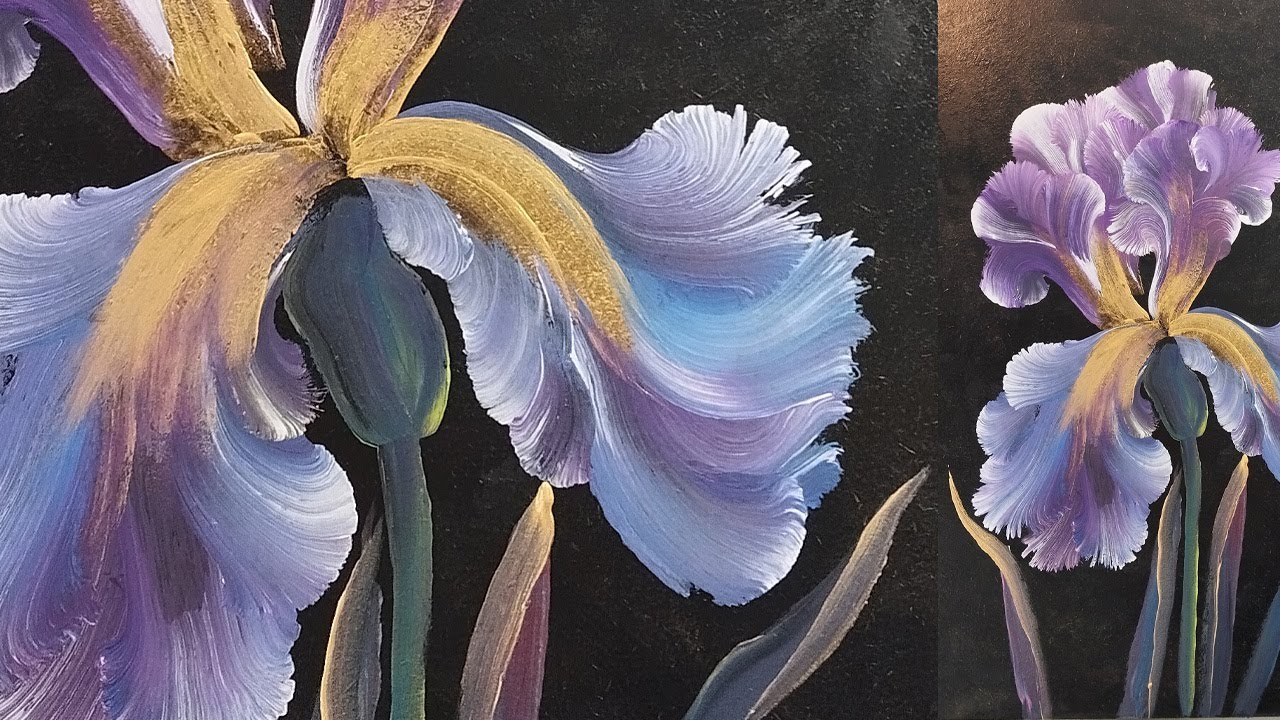 How to draw an iris  #decorative painting