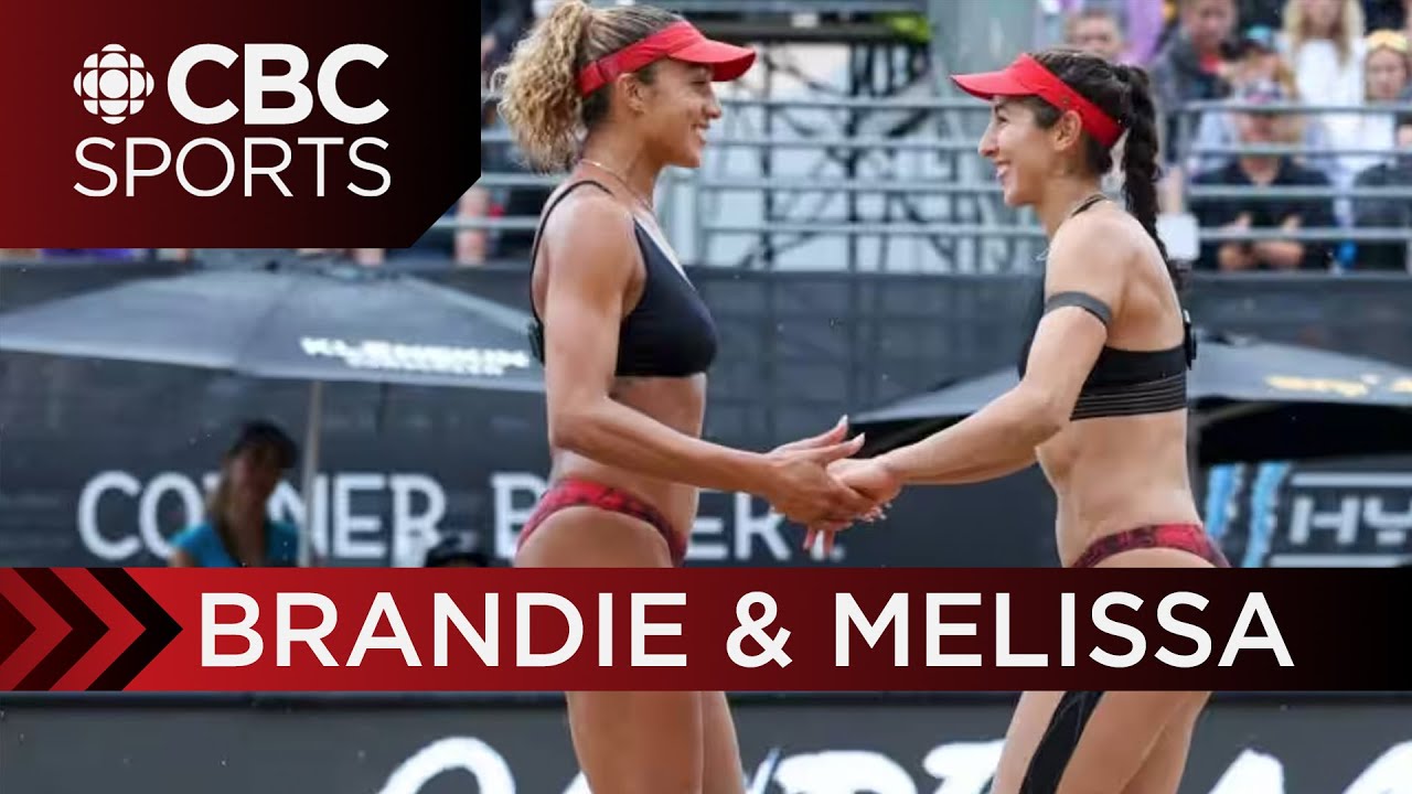 Scott Russell chats with Canadian beach volleyball duo Brandie Wilkerson and Melissa Humana-Paredes