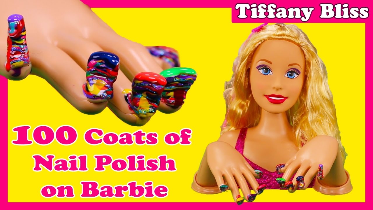 100 Coats of Nail Polish on BARBIE Doll POLISHMOUNTAIN YouTube