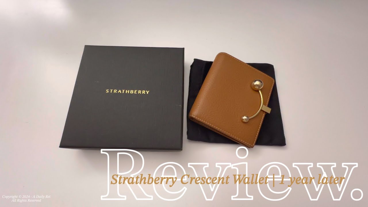 【STRATHBERRY】CRESCENT WALLET カーフレザー 財布 Strathberry Crescent Wallet | 1 year review (subbed) - YouTube