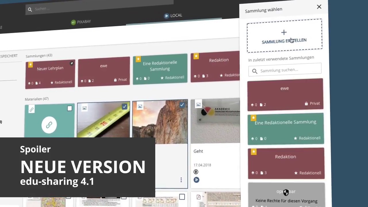 Preview for edu-sharing 4.1 (open-source: H5P integration, collections and more) - DE