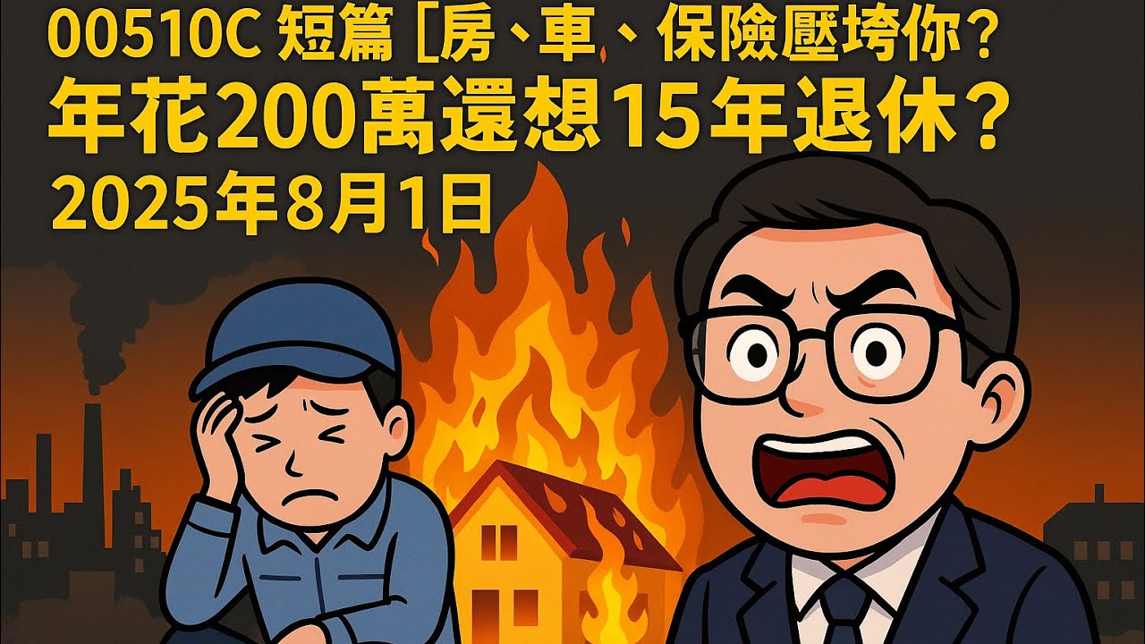 00510C 短篇【房、車、保險壓垮你？年花200萬還想15年退休？】2025年8月1日