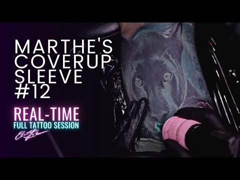 Marthe's Full Sleeve Coverup (Session 12 - Panther#3)⚡Real-Time Tattoo Full Session