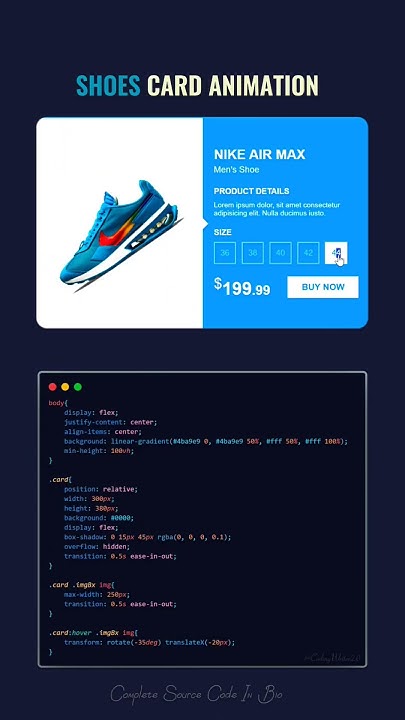๐Shoes Card Animation Using HTML, CSS, JS ๐ |Source Code in Comment ...