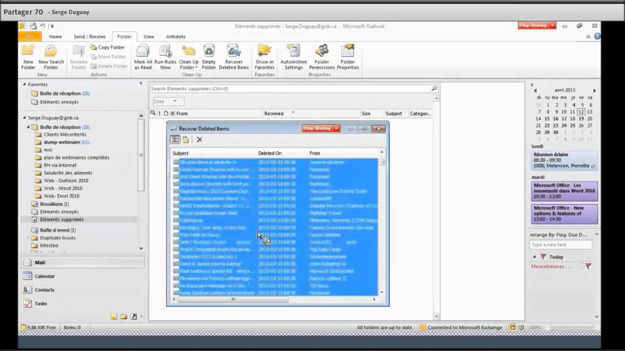 Recovering Deleted Emails With Outlook 2010 YouTube