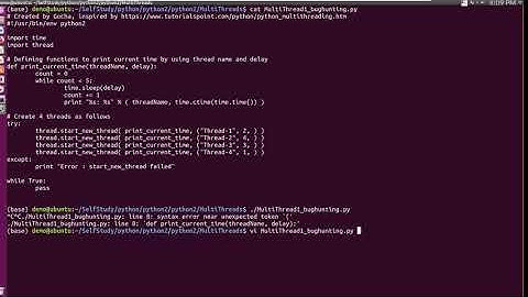 python2 multi threads bug hunting, syntax error near unexpected token `