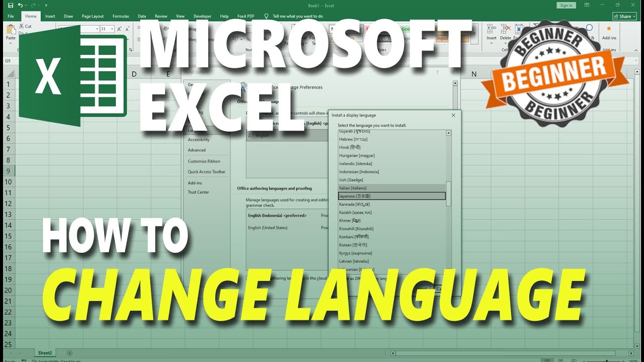 how-to-change-language-in-microsoft-excel-youtube