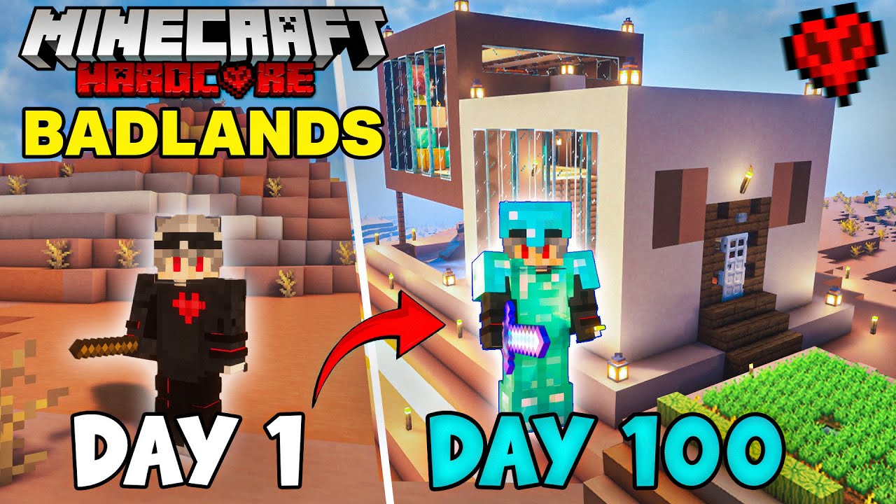 I survived 100 days in Minecraft Badlands only World (Hindi)