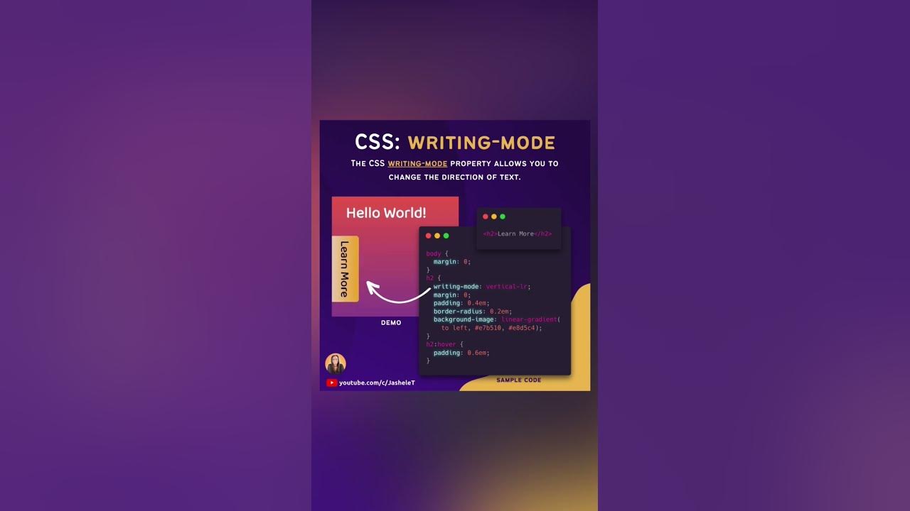 CSS Tip: Writing-mode property - for changing direction of text | #CSS ...