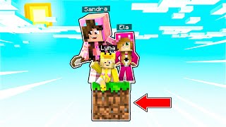 AHORA SOMOS 3 EN 1 BLOQUE MINECRAFT 😱 CASI NADIE SOBREVIVE 😬 RETO con Ela y Lyna 🔥 Sandra Cires Play