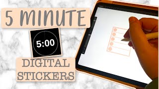 5 MINUTE Digital Stickers on Procreate for DIGITAL PLANNING