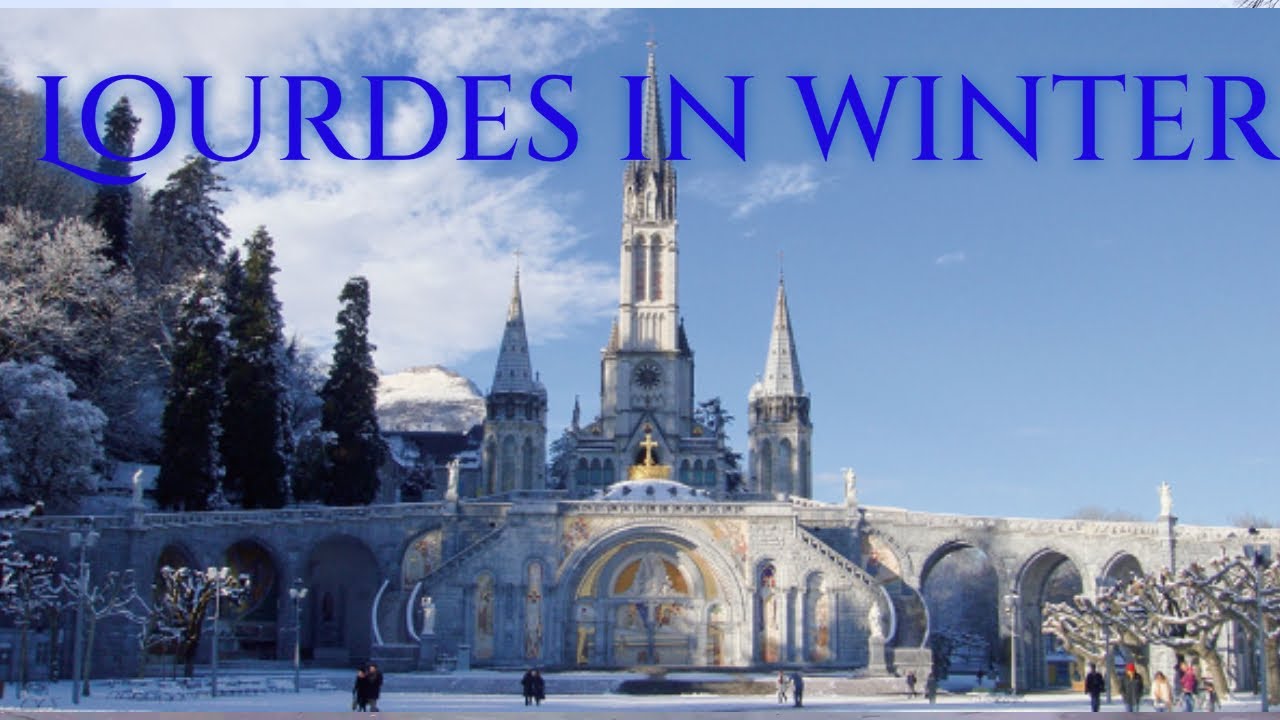 Lourdes in winter, a catholic pilgrimage