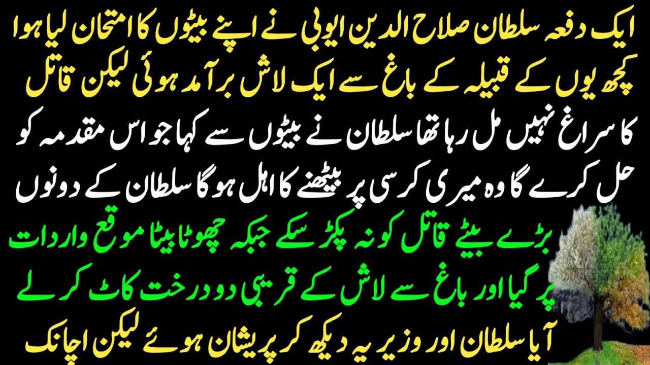 The story of Sultan Salahuddin Ayubi severely testing the intelligence of his sons