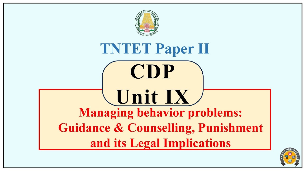 TET CDP Paper 2 | Managing Behavior Problems | Guidance and counselling | Punishment | TET CDP