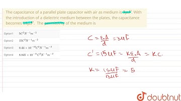 The capacitance of a parallel plate capacitor with air as medium is `3muF`. With the introduction