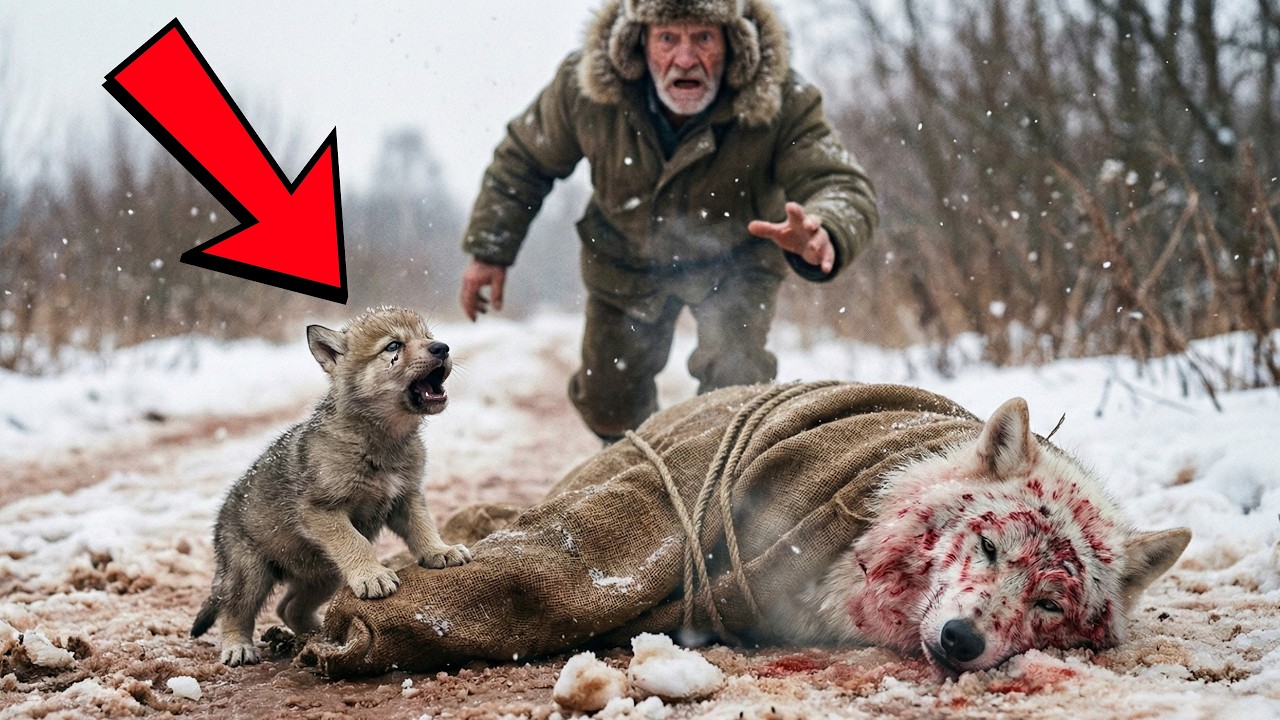 Плач волчонка над умирающей матерью: старик спас волчью семью в тайге