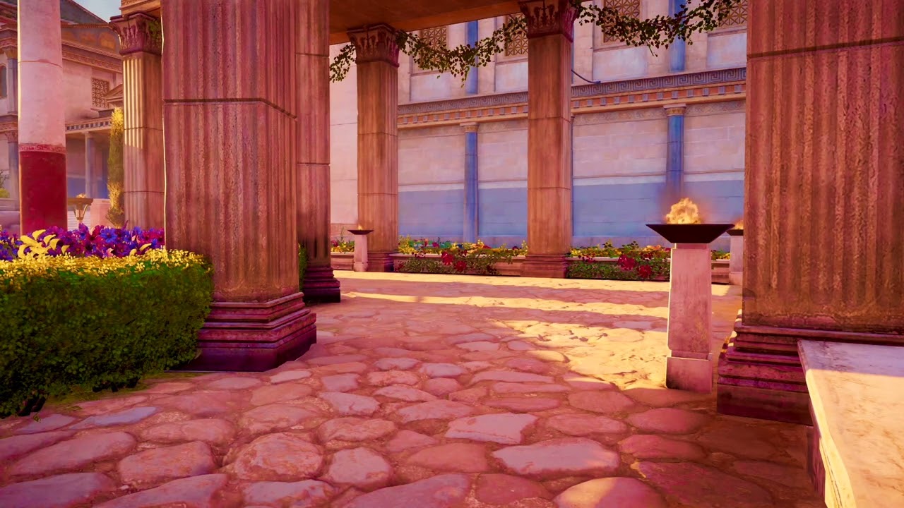 Ancient Roman Garden| Ancient Ambience| FIRE ASMR| 4K HD