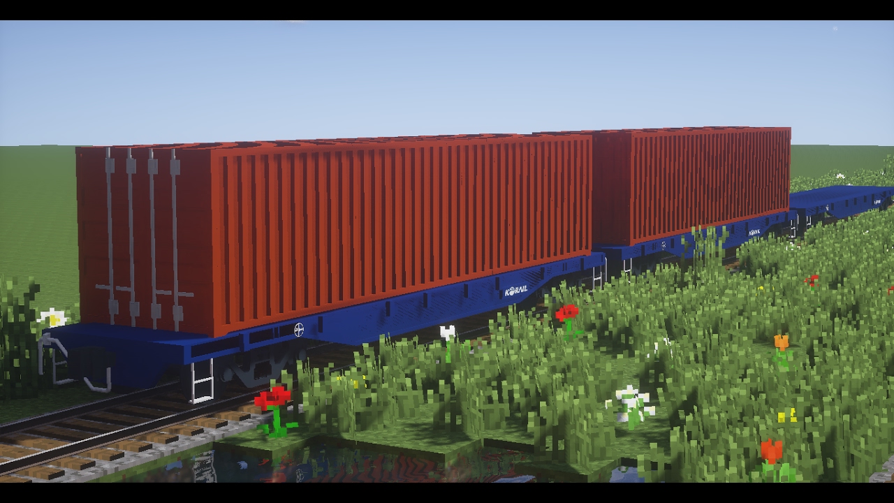 [Minecraft][RealTrainMod add-on] 코레일 컨테이너 겸용 평판화차 에드온 KORAIL Container ...