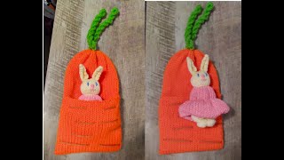 EASTER BUNNY IN CARROT BED -  Sentro, Addi Circular Knitting Machine Tutorial for beginners