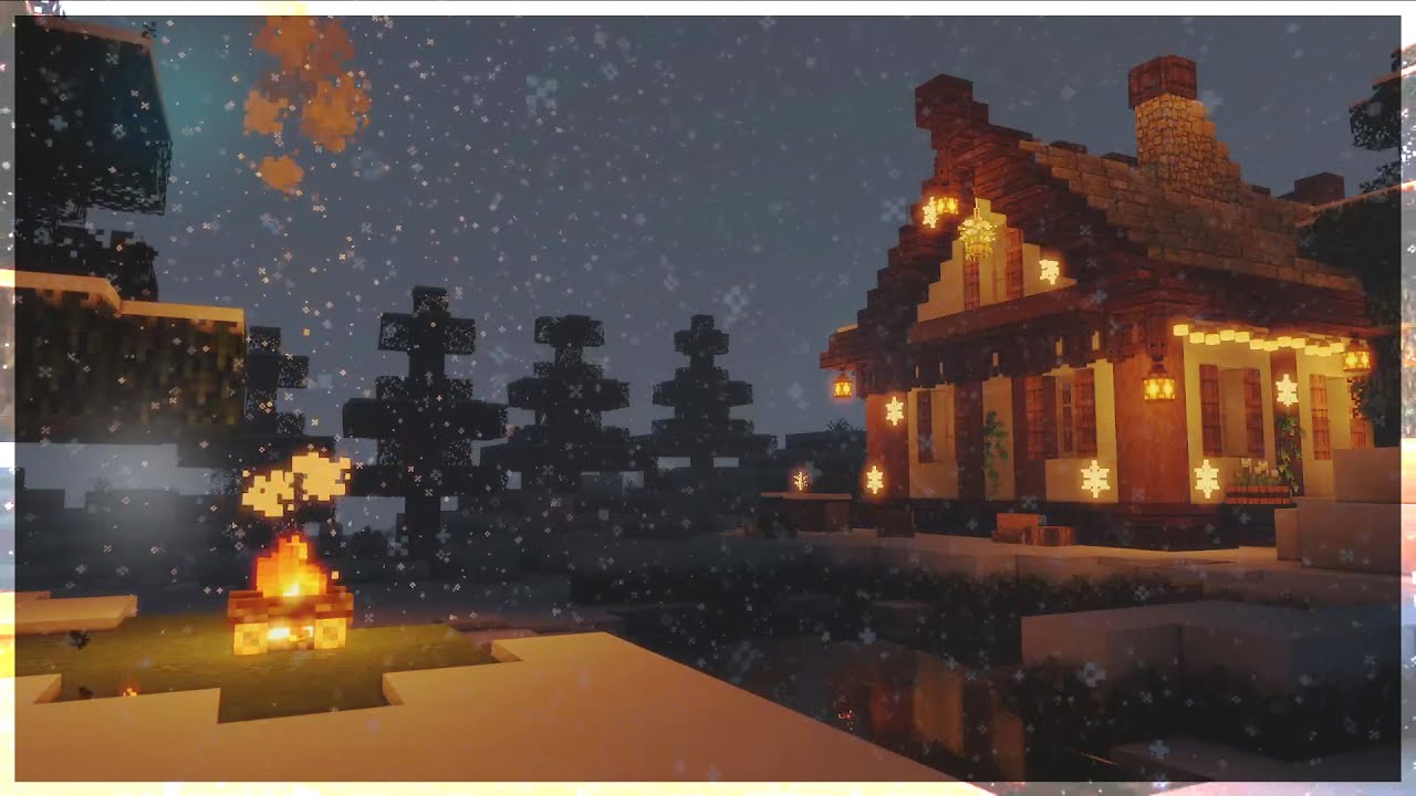  Minecraft Winter Cabin w C418 Music  8 Hours