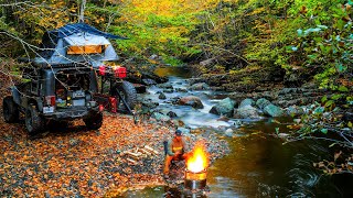 Camping In Roof Top Tent Jeep Overland