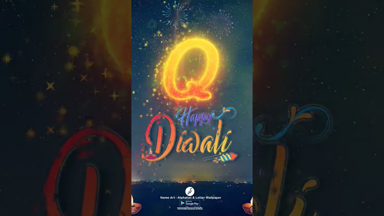 Q Name Art With Happy Diwali Status Video 2022 | Q Dipavali Status | Diwali #Shorts #Diwali #NameArt