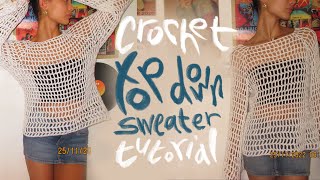 crochet top down sweater tutorial