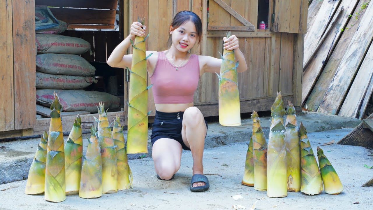 harvesting bamboo shoots, making dried bamboo shoots, raising ducks