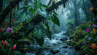 🌧️ Heavy Rain in Tropical Jungle & River Sounds for Deep Sleep 🌸 Calm Nature White Noise #heavyrain