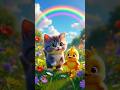 Dudi Dudi Dam Dam | Cat &amp; Chick Dance 🎶#shorts #trending #viral #kids #baby #babyshorts #cute #cat