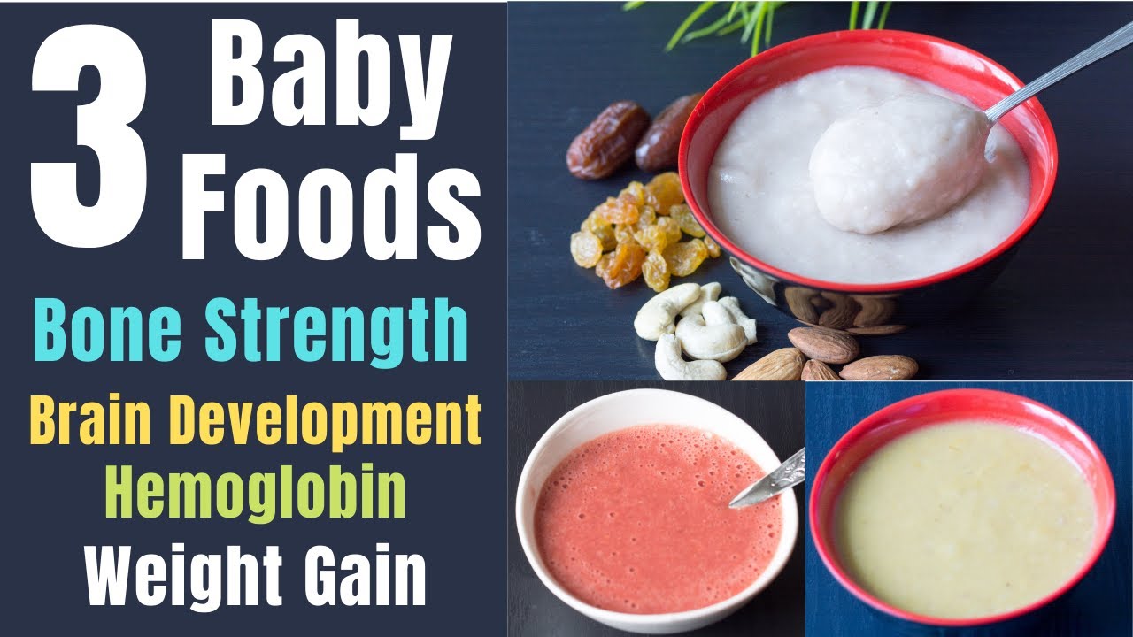 3 Baby Foods | Bone strength, Brain Development, Hemoglobin, Weight Gain | Fusion Cooking Baby Foods