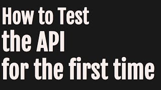 How to Test the API for the first time