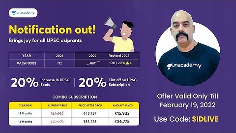 Celebrating 20% increase in UPSC seats with FLAT 20% OFF on all UPSC subscriptions Use Code SIDLIVE