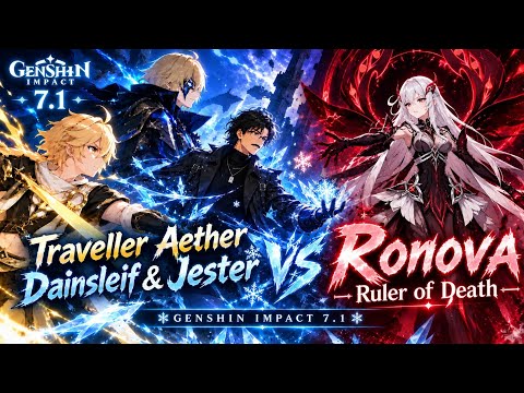 Traveller Aether, Dainsleif & Jester vs Ronova Ruler of Death - Genshin Impact 7.1 #genshinimpact