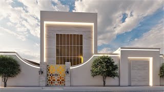 تصميم خارجي لفيلا سكنية( واجهة + سور ) | External design for a residential villa elevation + fence